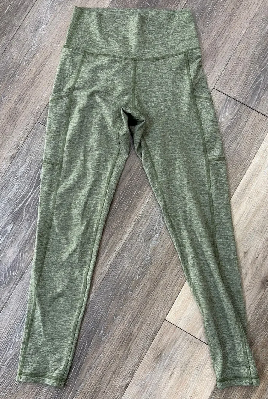Aerie Women’s High Rise Leggings Heathered  Lt Green Athletic Yoga Workout Small